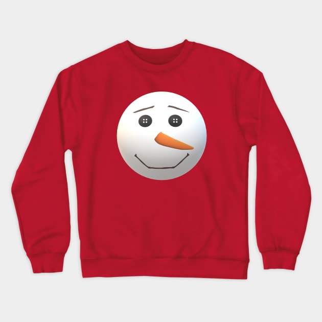 Happy Snowman Face (Red Background) Crewneck Sweatshirt by Art By LM Designs 